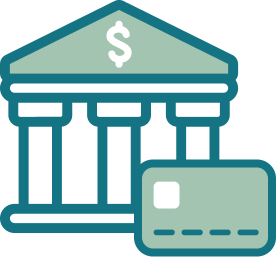 Ícone de um edifício bancário, representando o apoio financeiro e de contratos essenciais para estrangeiros